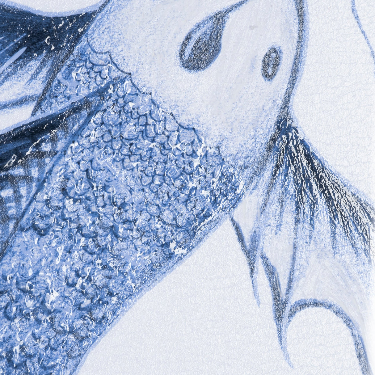 Koi Fish Blue I by Mercana Studio a Hand Embellished Textured Framed Art Print Matted under Glass by Mercana at Eve Furniture
