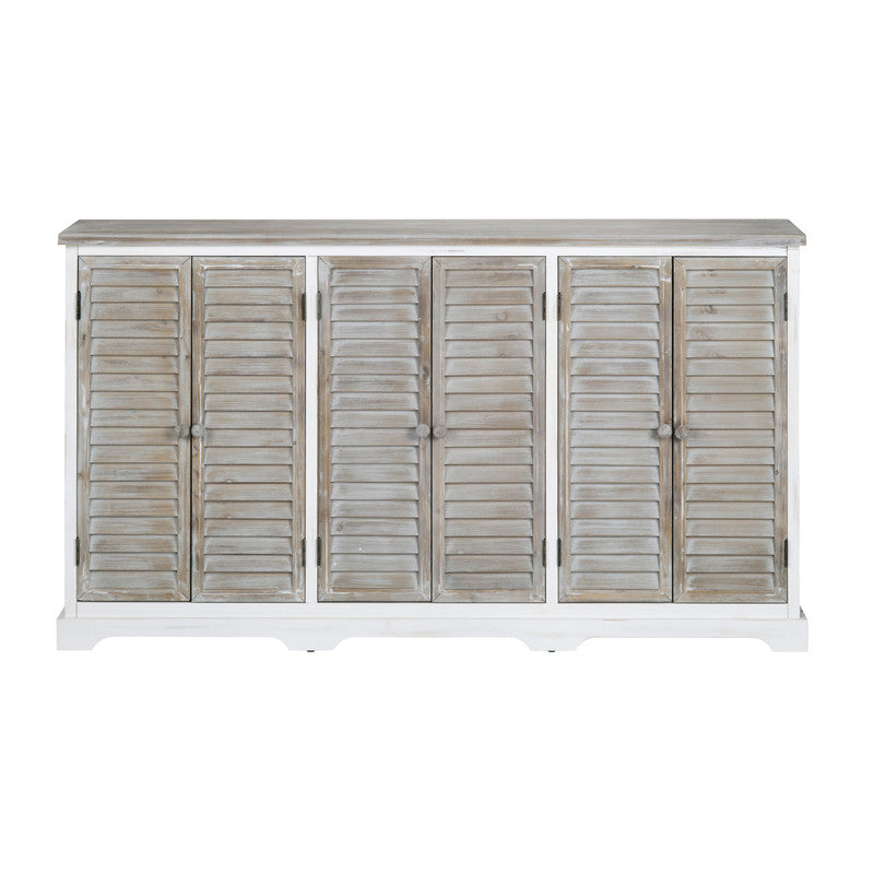 Kona Beach White/Brown Six-Door Sideboard by Crestview at Eve Furniture
