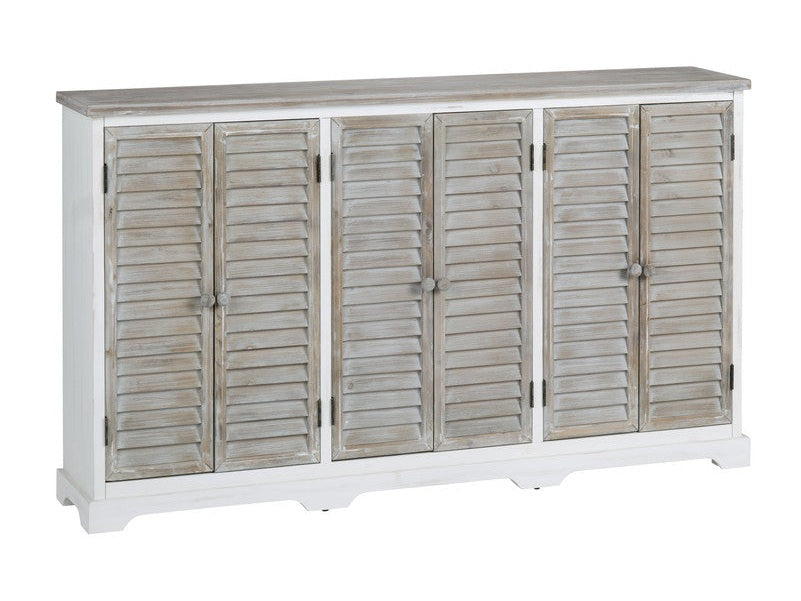 Kona Beach White/Brown Six-Door Sideboard by Crestview at Eve Furniture