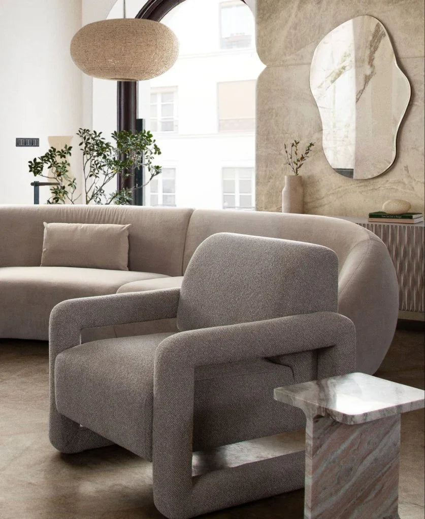 Kona Mink Fabric Open Arm Accent Chair by Diamond Sofa at Eve Furniture