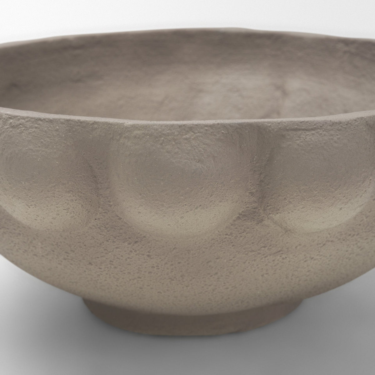 Konya Large Earthen Gray-Brown Dotted Paper Mache Centerpiece Bowl by Mercana at Eve Furniture