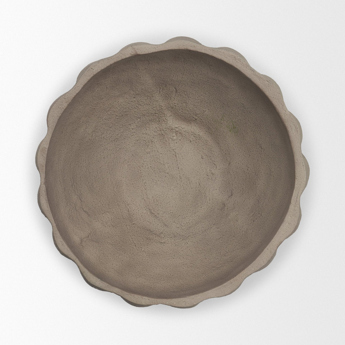 Konya Large Earthen Gray-Brown Dotted Paper Mache Centerpiece Bowl by Mercana at Eve Furniture