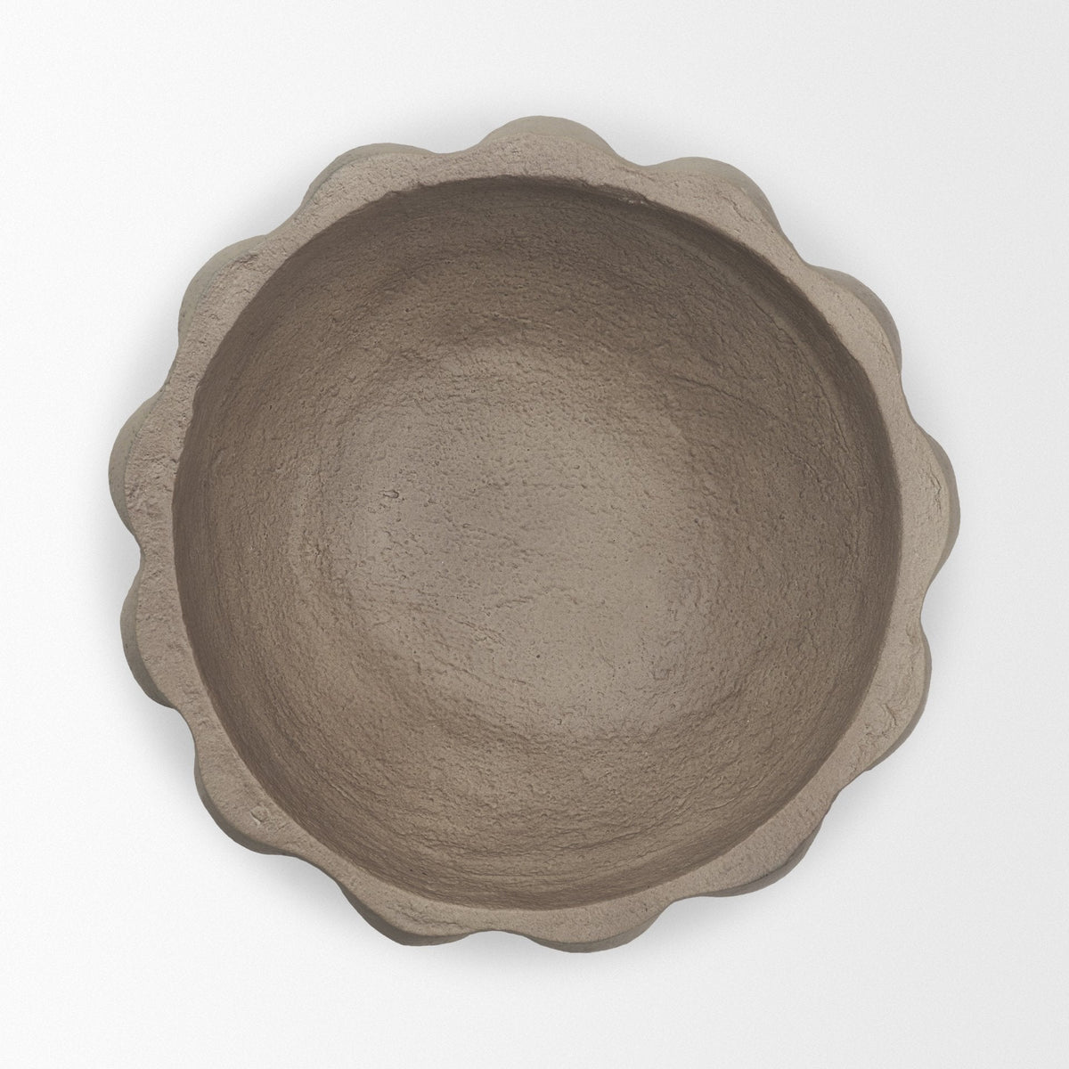 Konya Small Earthen Gray-Brown Dotted Paper Mache Centerpiece Bowl by Mercana at Eve Furniture