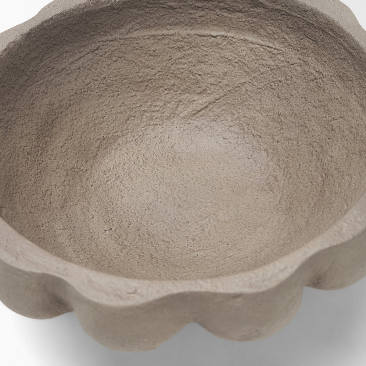 Konya Small Earthen Gray-Brown Dotted Paper Mache Centerpiece Bowl by Mercana at Eve Furniture