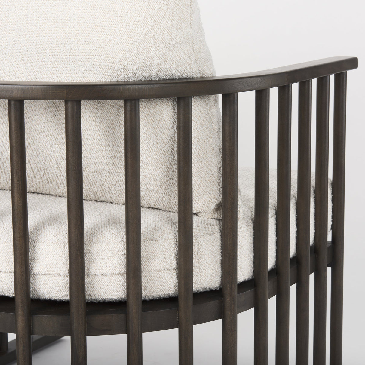 Kopari 30.1L x 30.5W x 37.2H White Boucle Fabric W/Dark Brown Wood Accent Chair by Mercana at Eve Furniture