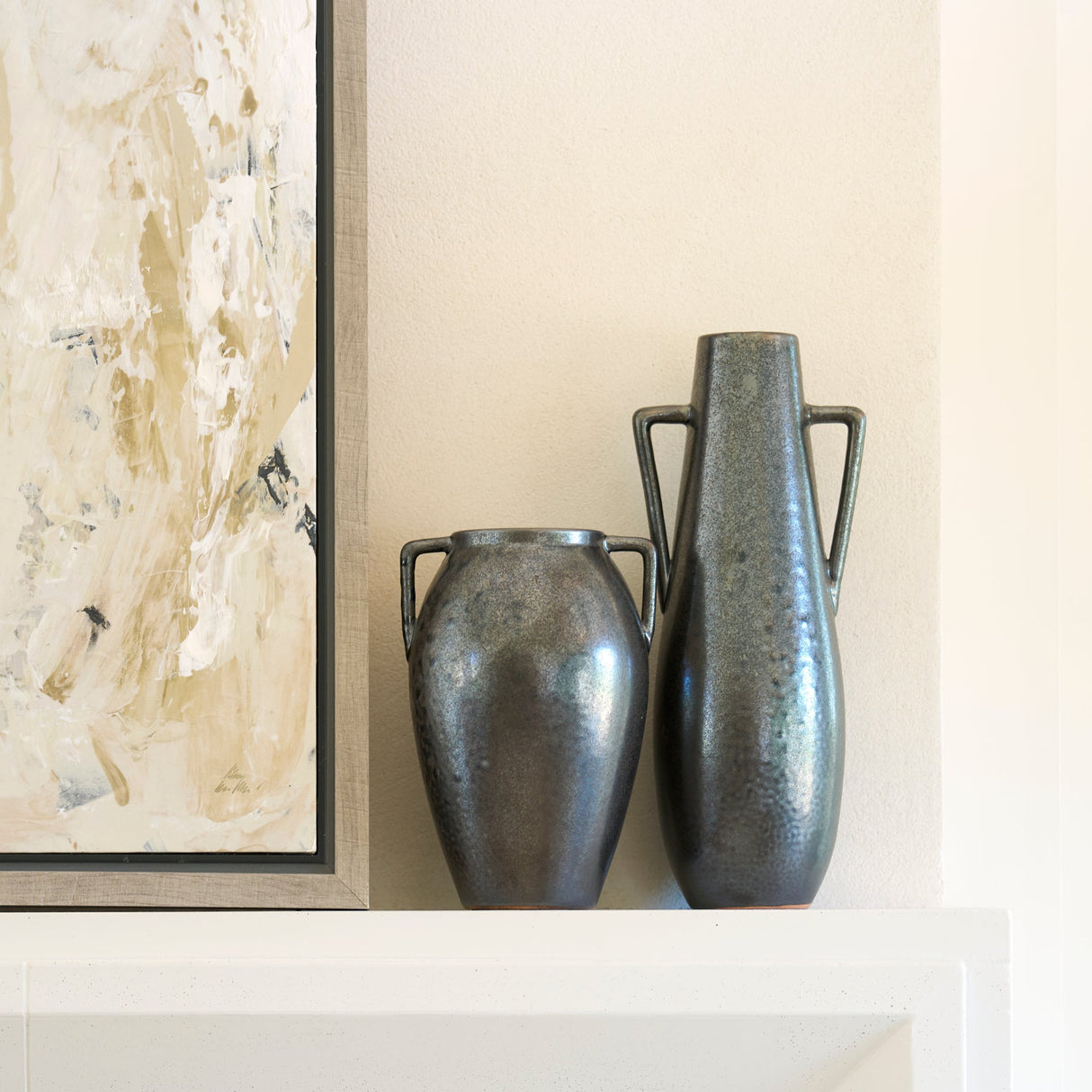Kora Medium Dark Metallic Double Ear Vase by Mercana at Eve Furniture