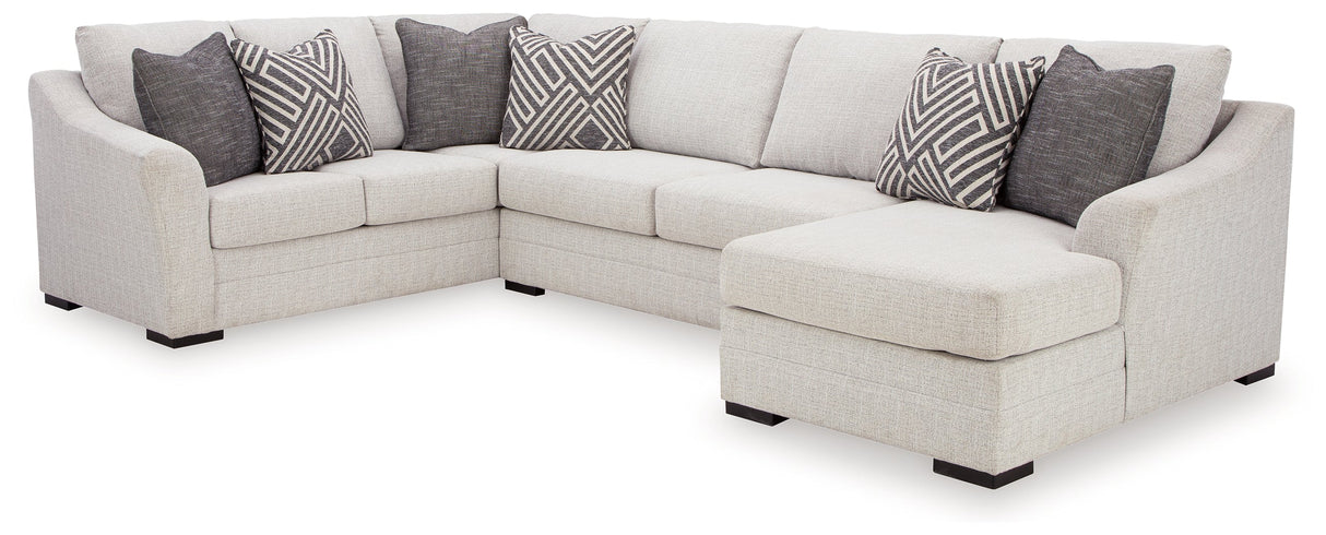 Koralynn Stone 3-Piece RAF Sectional with Ottoman by Ashley at Eve Furniture