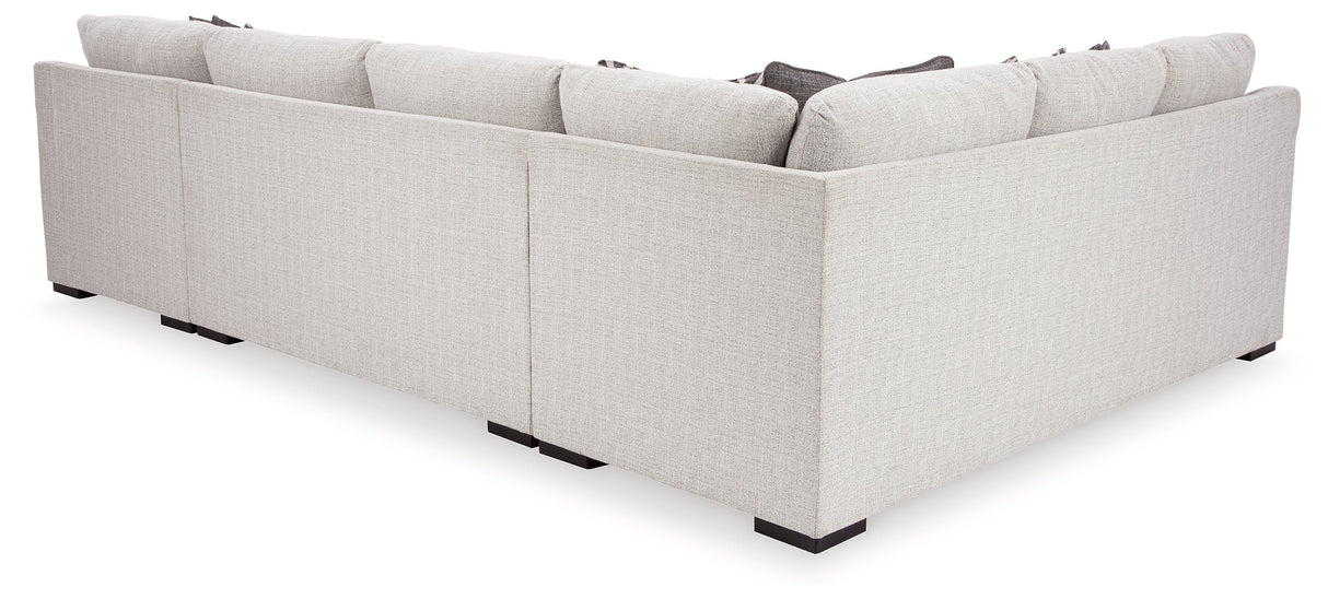 Koralynn Stone 3-Piece RAF Sectional with Ottoman by Ashley at Eve Furniture