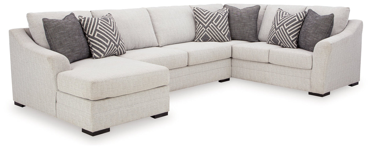 Koralynn Stone 3-Piece LAF Sectional with Ottoman by Ashley at Eve Furniture