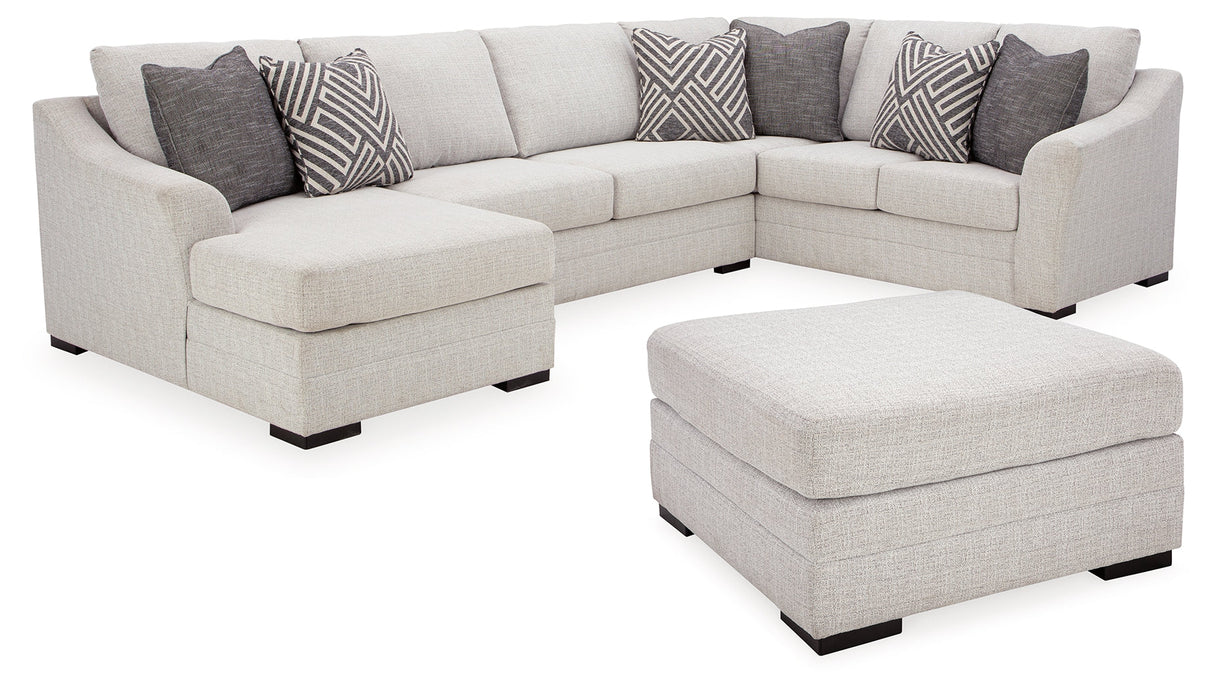 Koralynn Stone 3-Piece LAF Sectional with Ottoman by Ashley at Eve Furniture