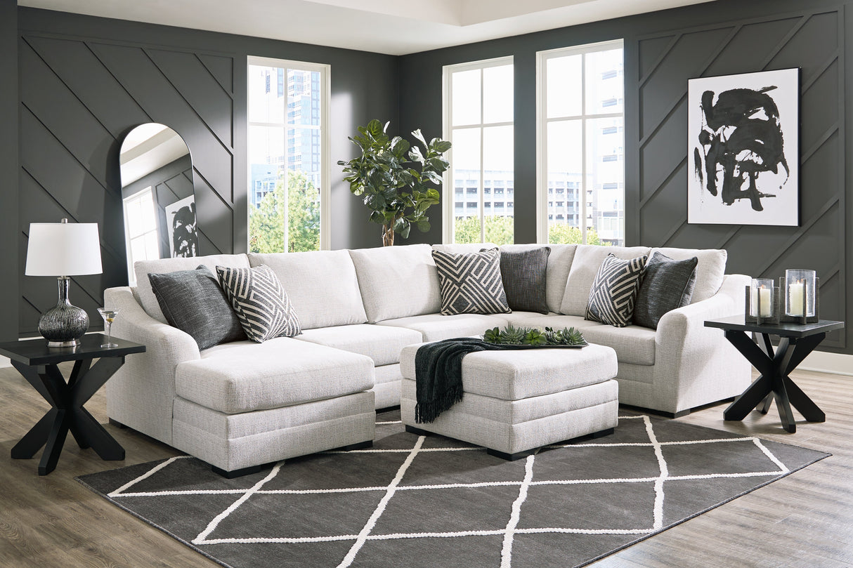 Koralynn Stone 3-Piece LAF Sectional with Ottoman by Ashley at Eve Furniture