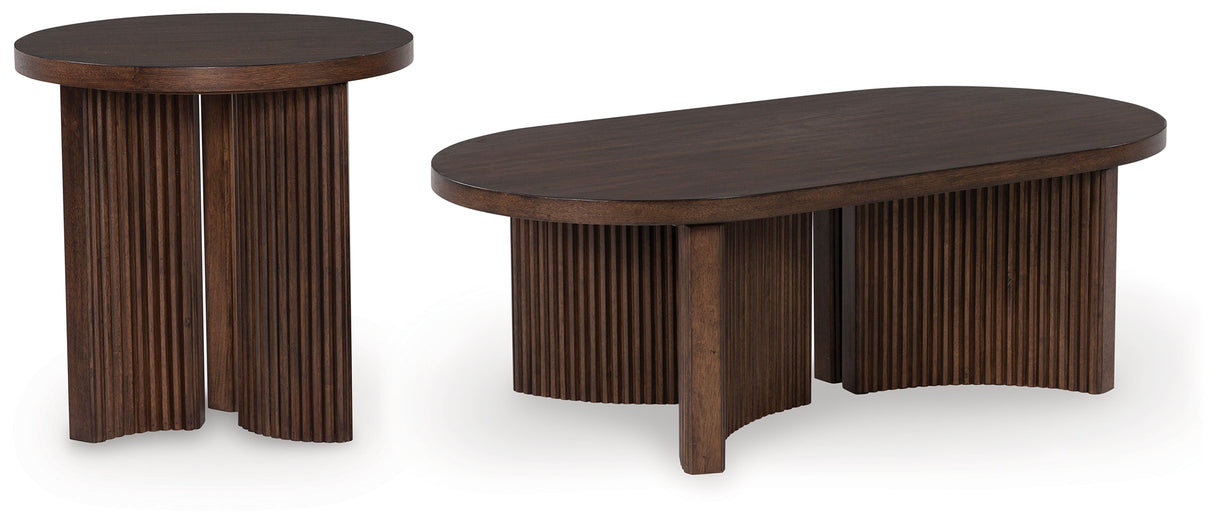 Korestone Coffee Table with 1 End Table in Dark Brown by Ashley at Eve Furniture