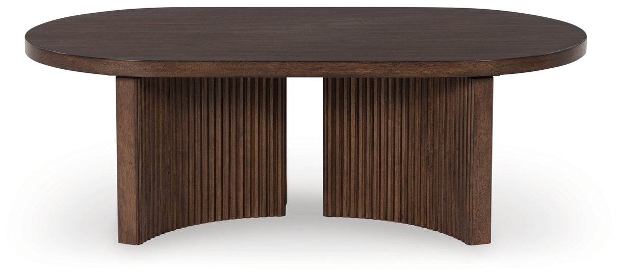 Korestone Coffee Table with 1 End Table in Dark Brown by Ashley at Eve Furniture