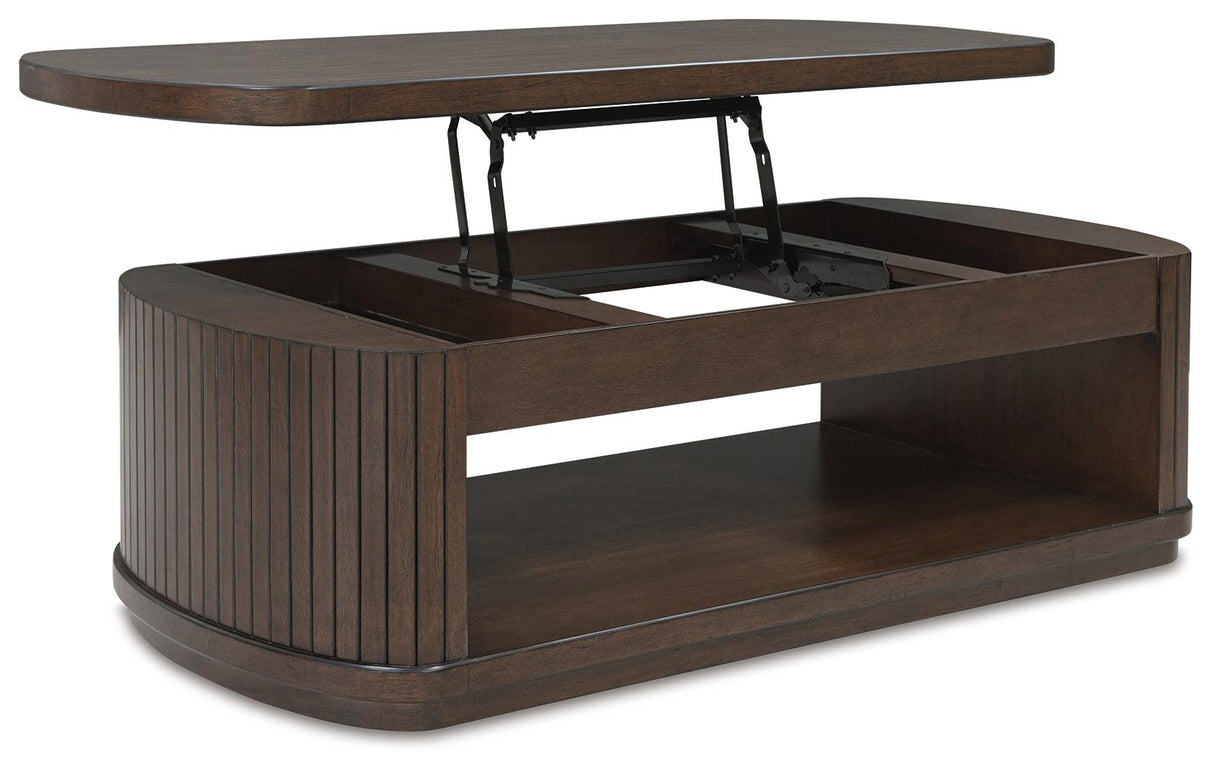 Korestone Dark Brown Lift-Top Coffee Table by Ashley at Eve Furniture
