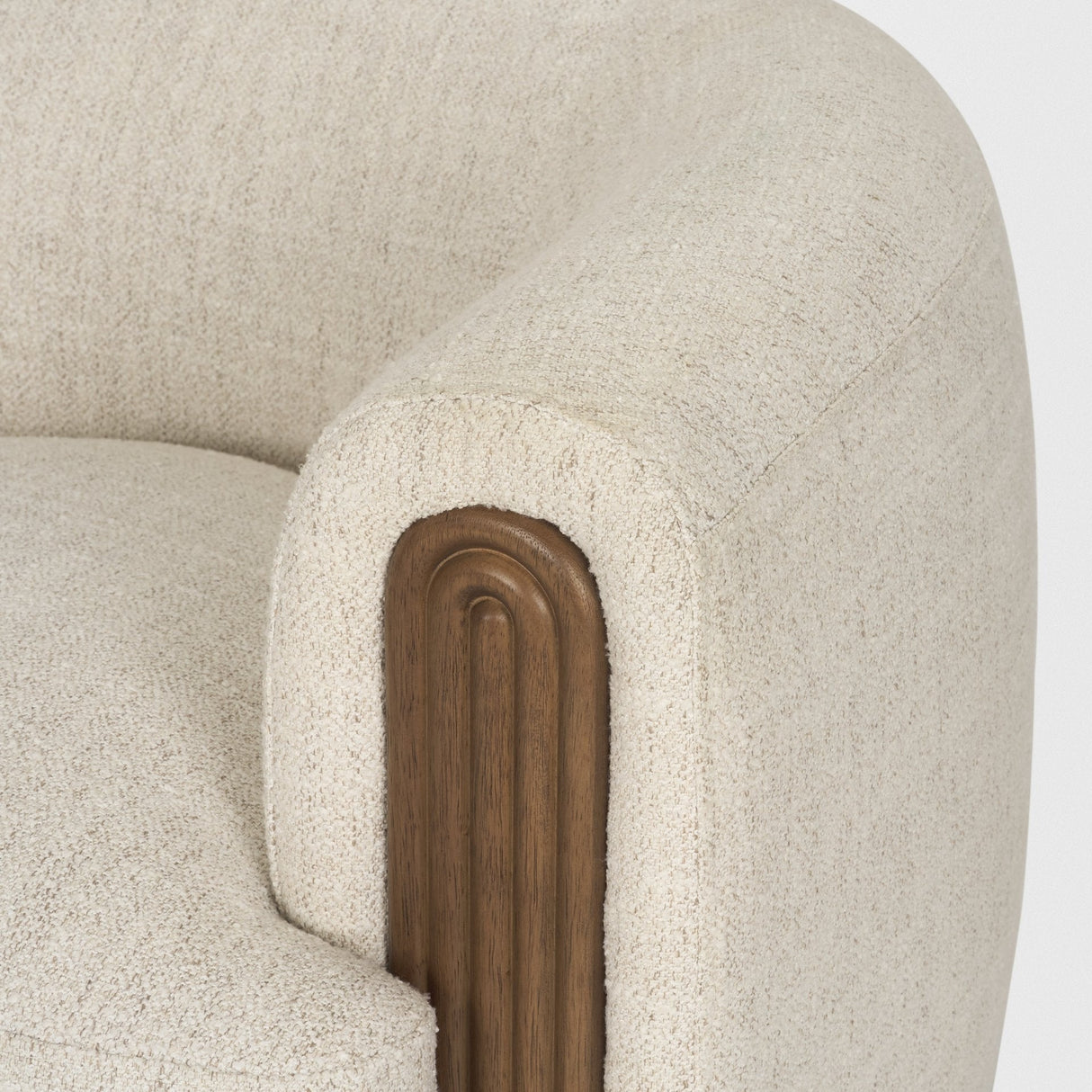 Kornelia Soft Oatmeal Fabric Barrel Accent Chair by Mercana at Eve Furniture