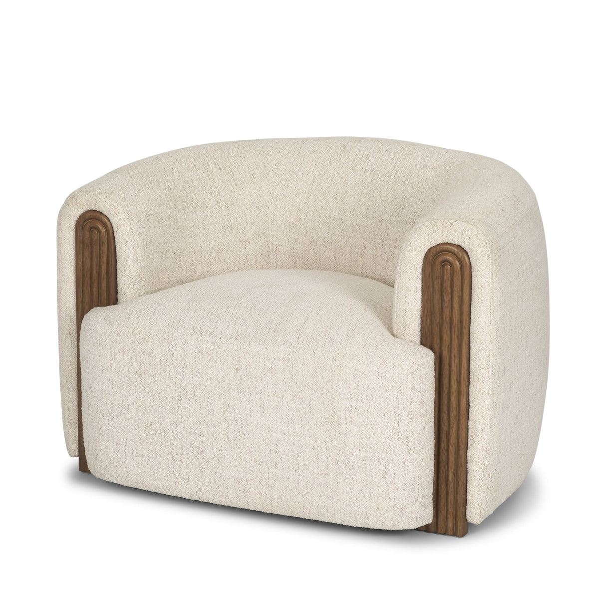 Kornelia Soft Oatmeal Fabric Barrel Accent Chair by Mercana at Eve Furniture