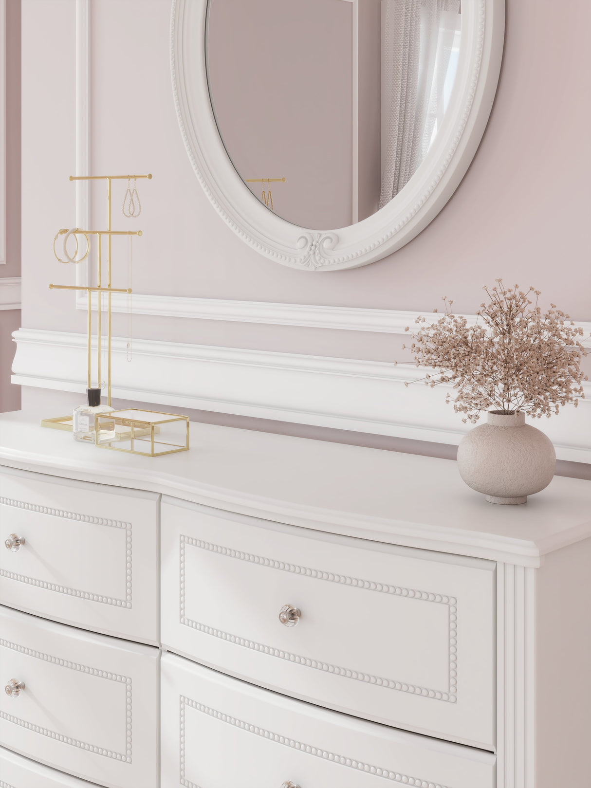 Kozlani White Dresser and Mirror by Ashley at Eve Furniture