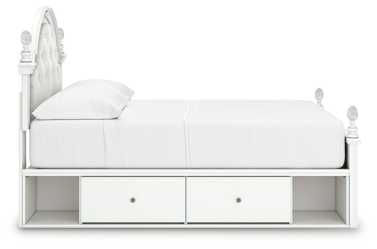 Kozlani White Full Upholstered Panel Storage Bed by Ashley at Eve Furniture