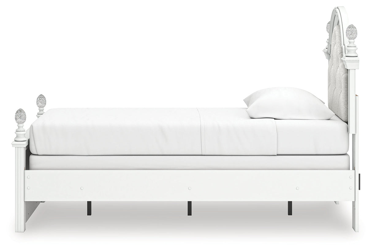 Kozlani White Twin Upholstered Panel Bed by Ashley at Eve Furniture