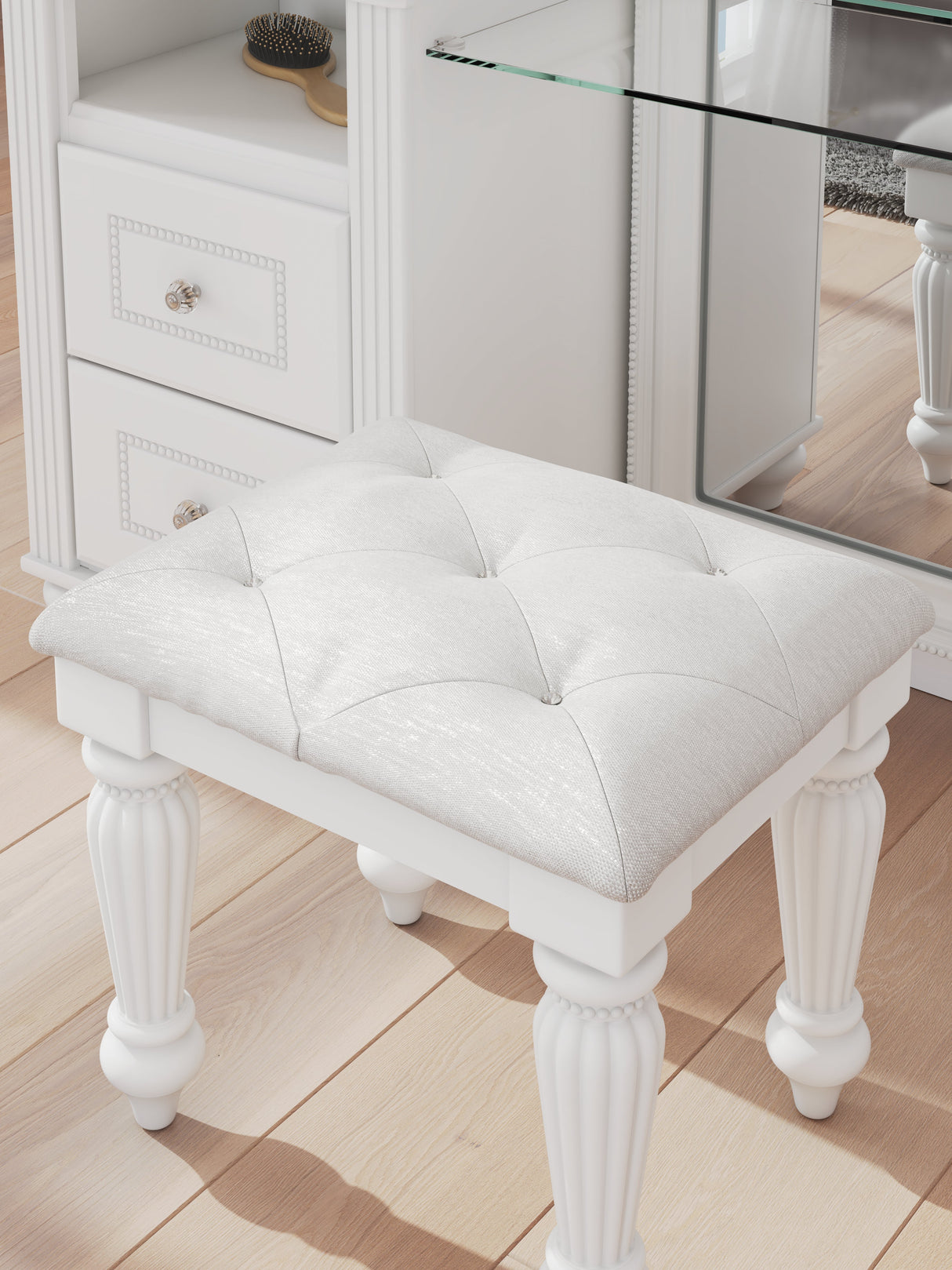 Kozlani White Vanity Stool by Ashley at Eve Furniture