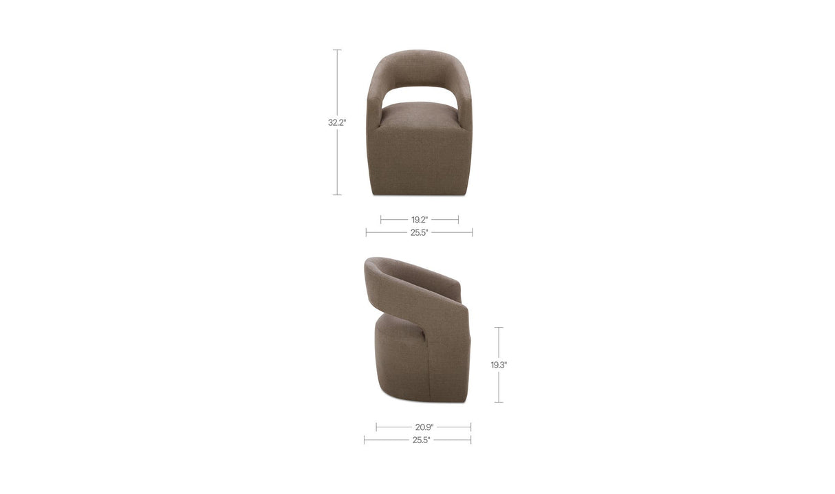 Barrow Rolling Dining Chair Soft Taupe