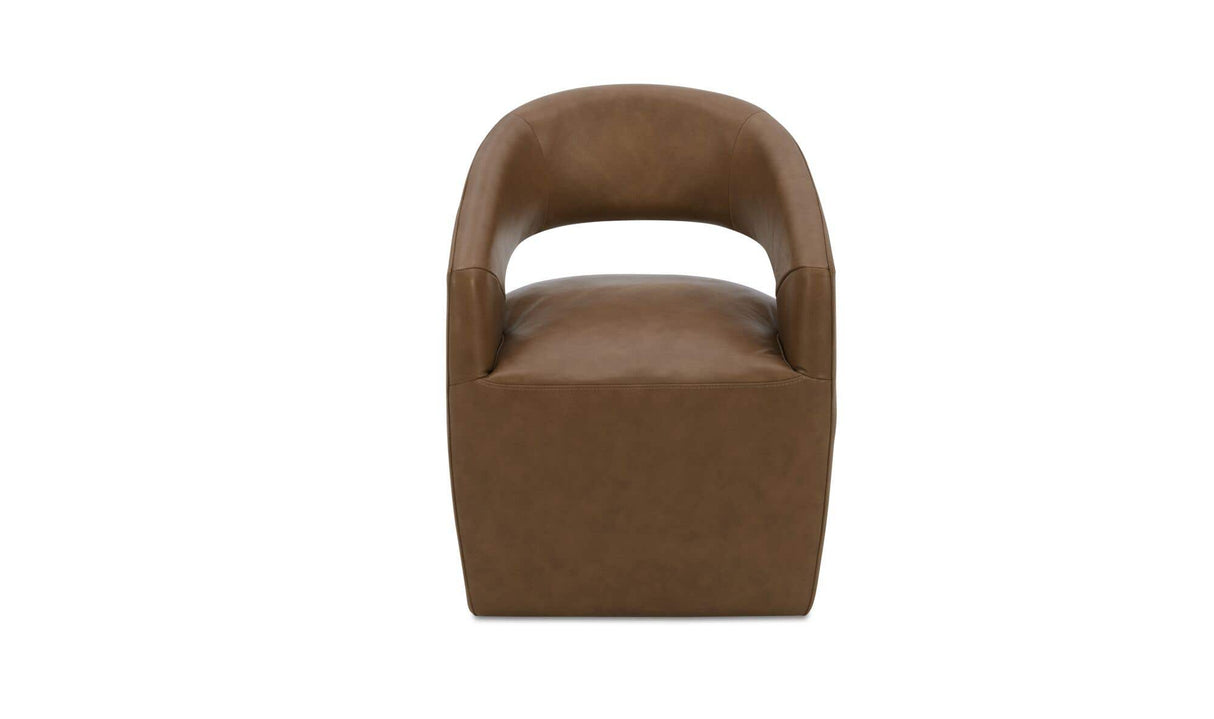 Barrow Rolling Dining Chair Tan Leather