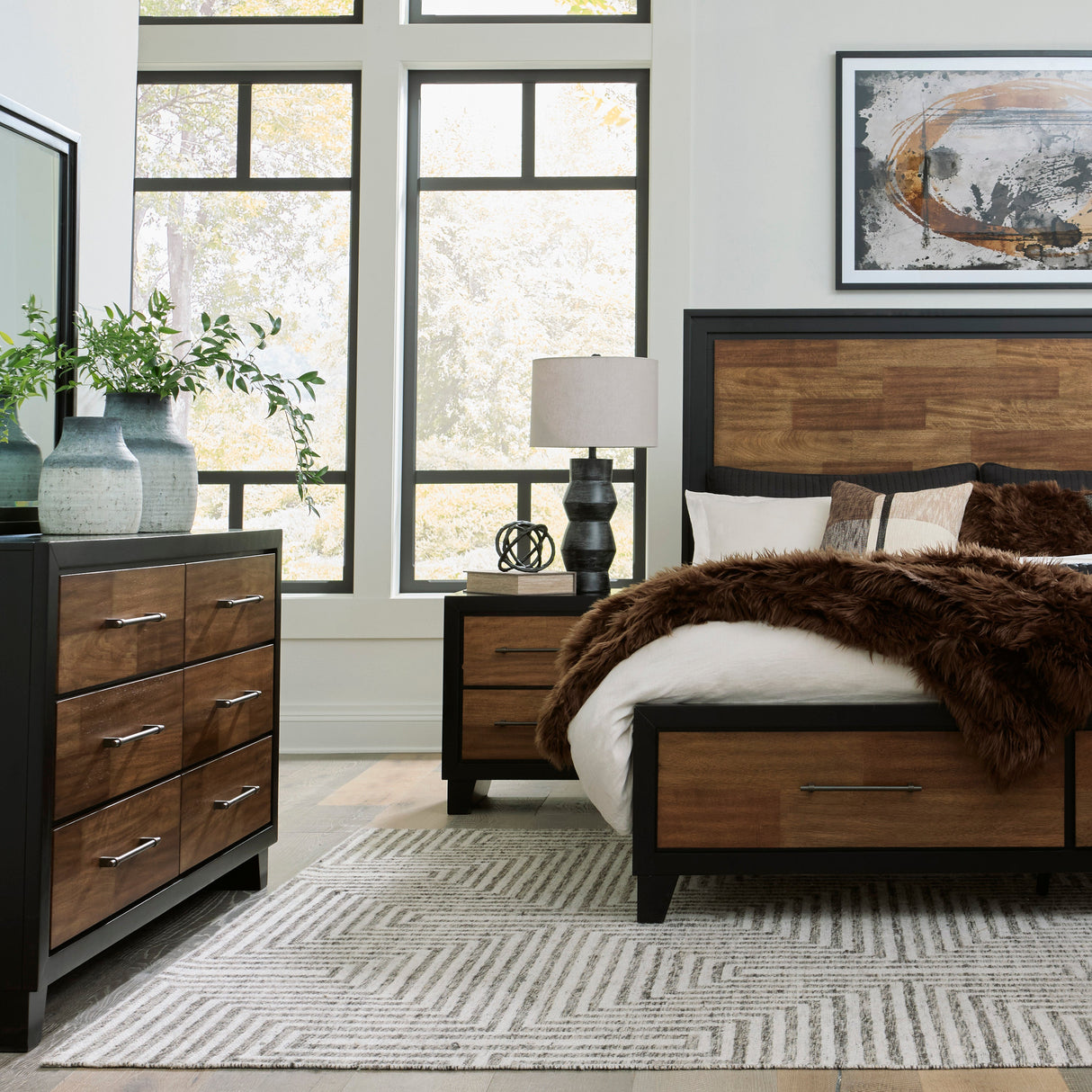 Kraeburn Brown/Black Storage Panel Bedroom Set by Ashley at Eve Furniture