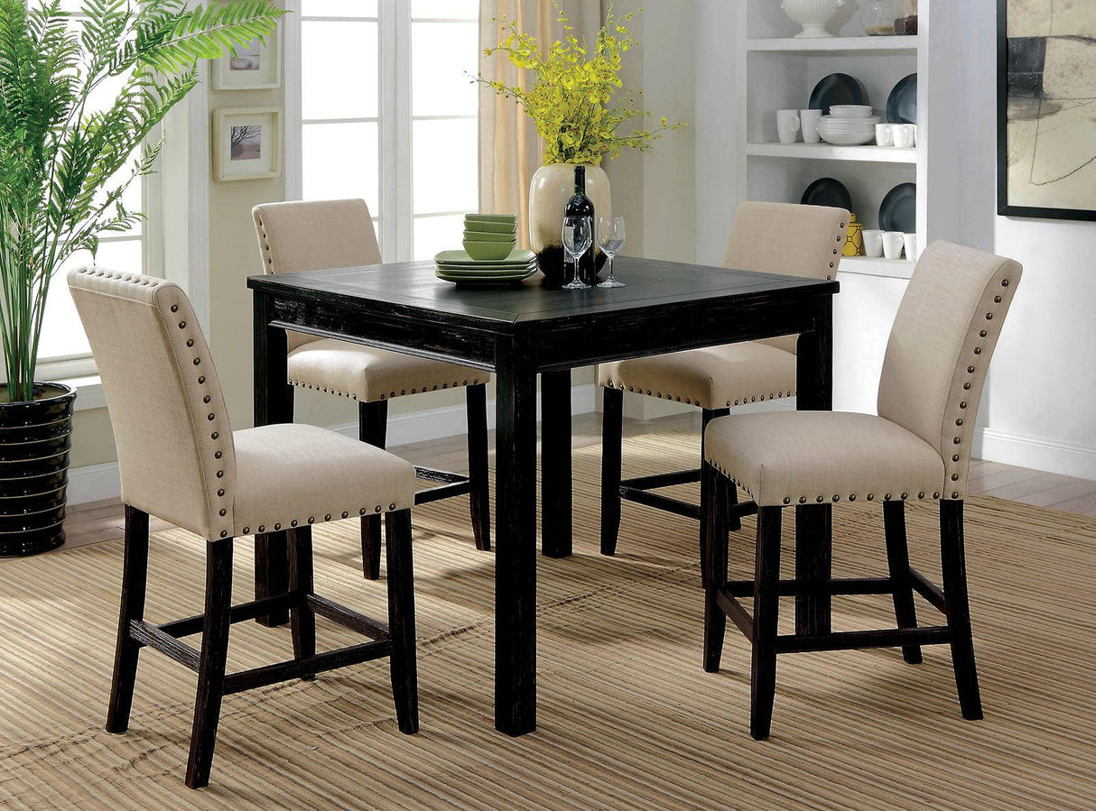 Kristie Antique Black 5 Pc. Counter Ht. Table Set by Furniture of America at Eve Furniture
