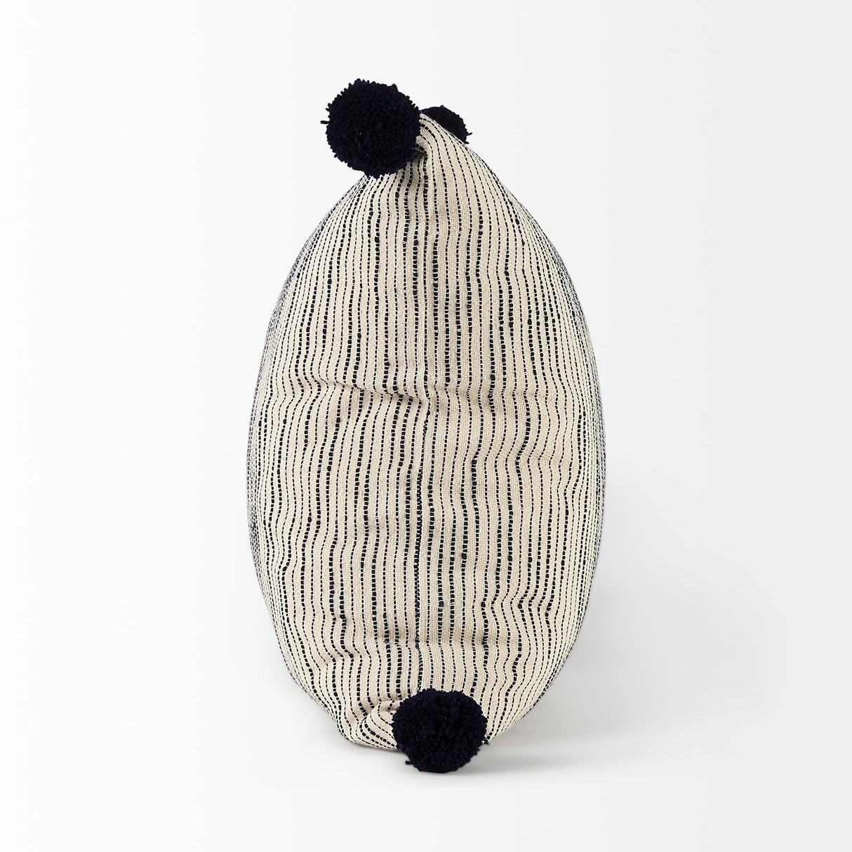 Krystal Cream/Black Pom Pom Pillow Cover w/Filler, Set of 2 by Mercana at Eve Furniture
