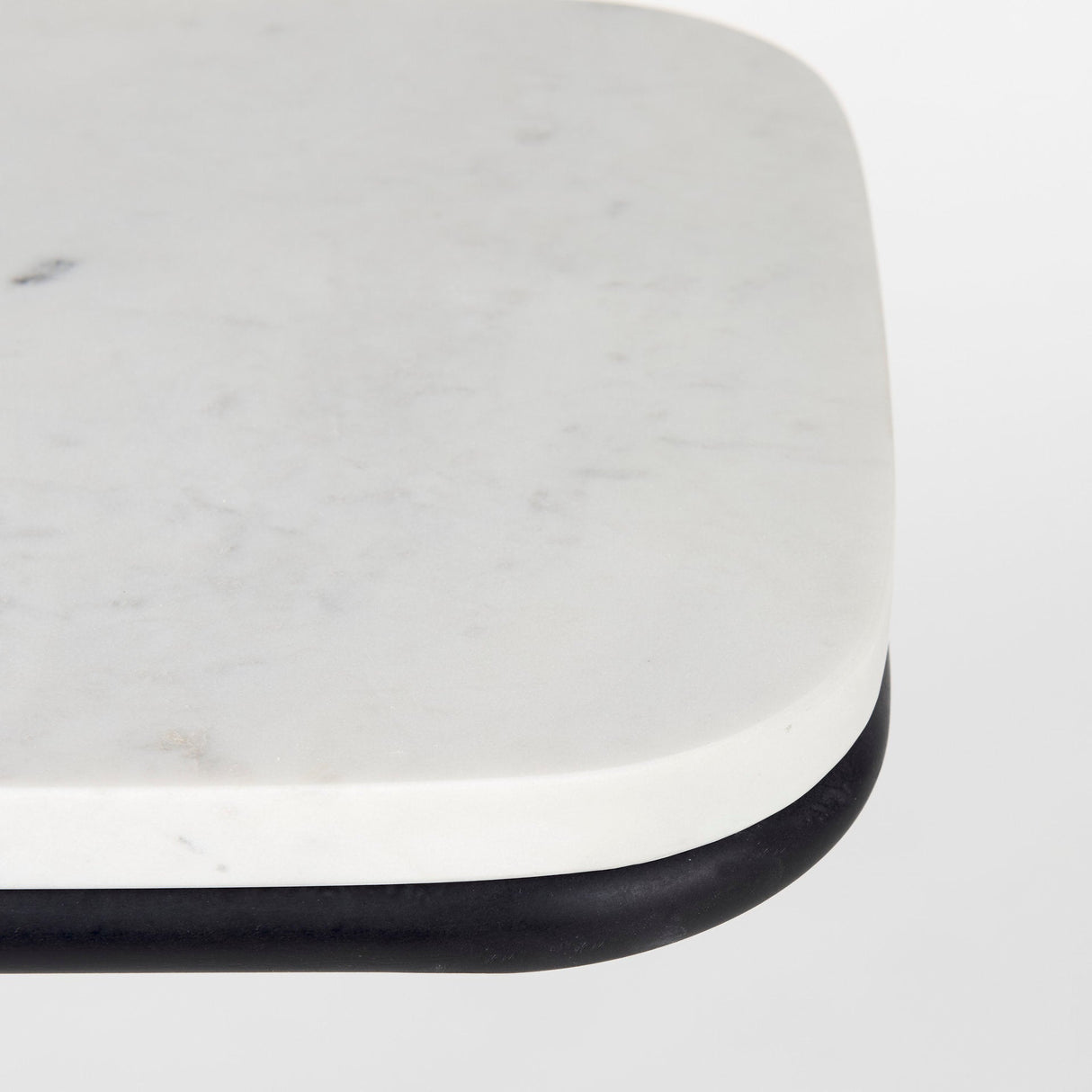 Kyra 12.0L x 20.0W x 23.0H White Marble Top W/Black Iron Frame C-Shaped End and Side Table by Mercana at Eve Furniture