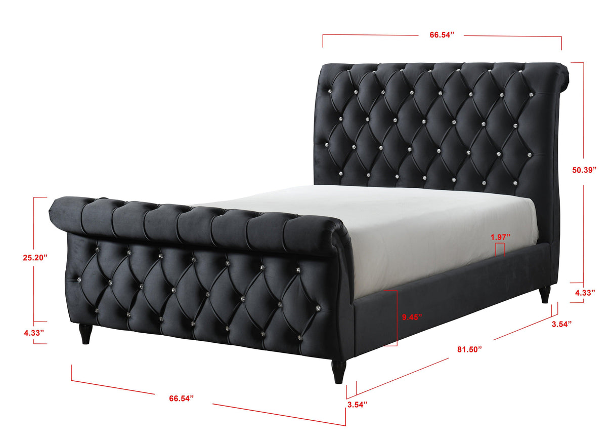 Kyrie Black King Upholstered Bed by Crown Mark at Eve Furniture