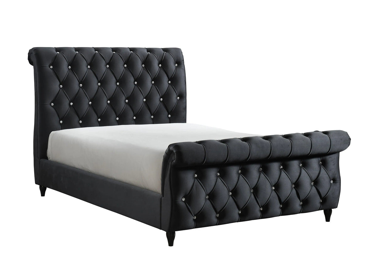 Kyrie Black King Upholstered Bed by Crown Mark at Eve Furniture