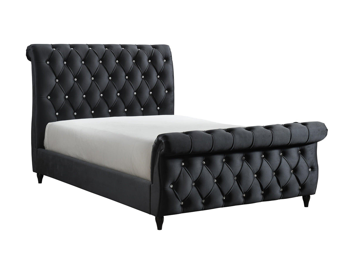 Kyrie Black Queen Upholstered Bed by Crown Mark at Eve Furniture