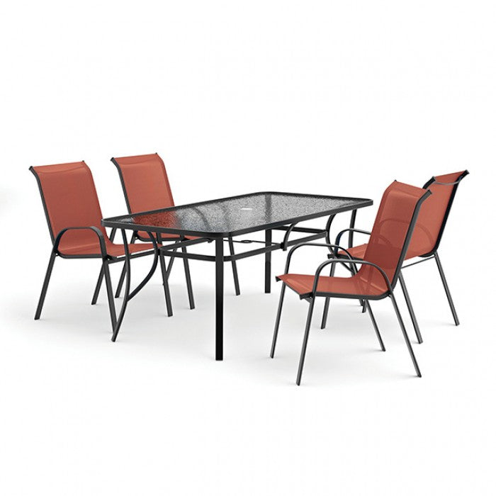 Pierro Red 5-Piece Outdoor Dining Set