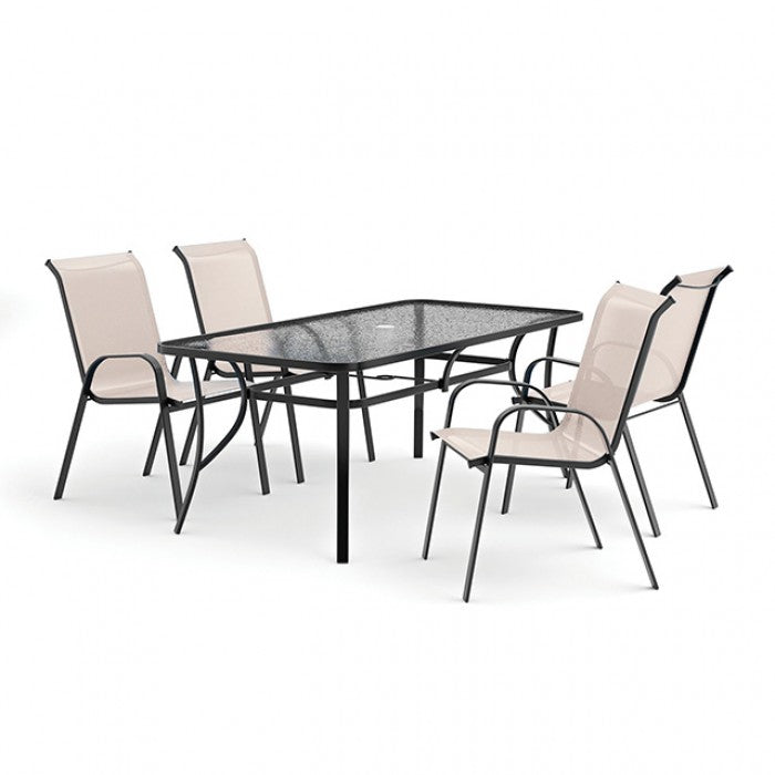 Pierro Beige 5-Piece Outdoor Dining Set