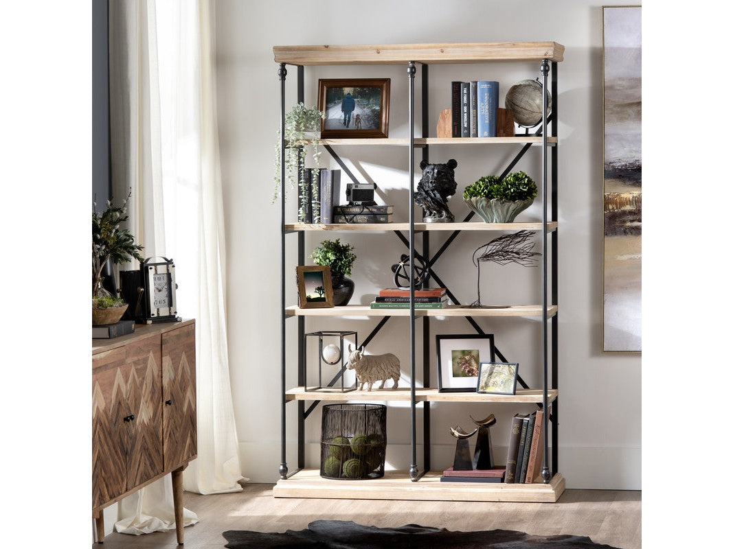 La Salle Natural/Black Bookshelf by Crestview at Eve Furniture
