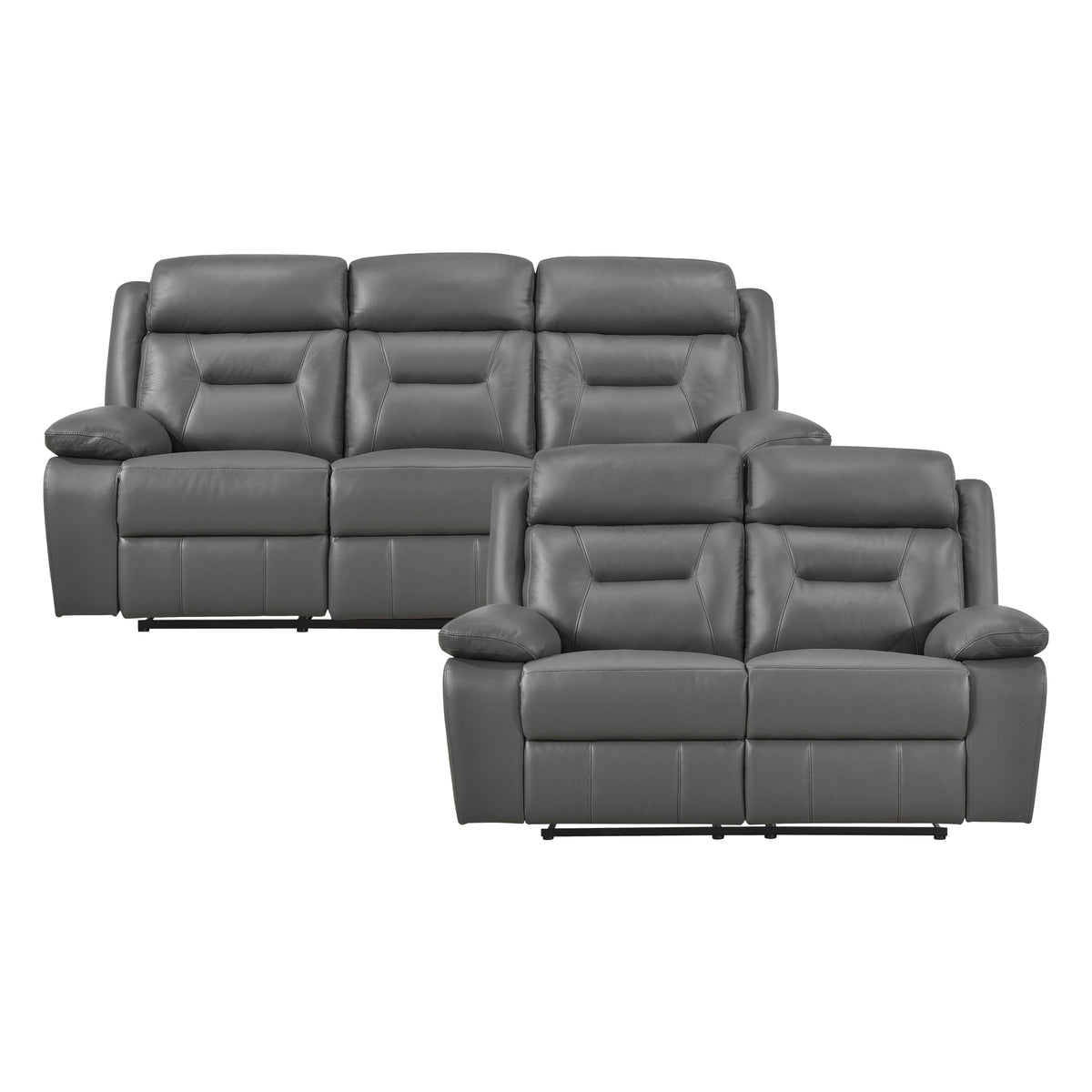 Laconia Dark Gray 2-Piece Double Reclining Set by Homelegance at Eve Furniture