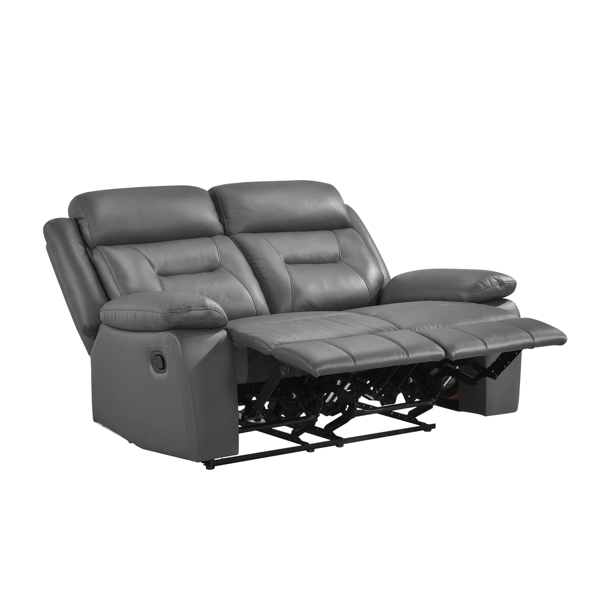 Laconia Dark Gray Leather Double Reclining Living Room Set by Homelegance at Eve Furniture