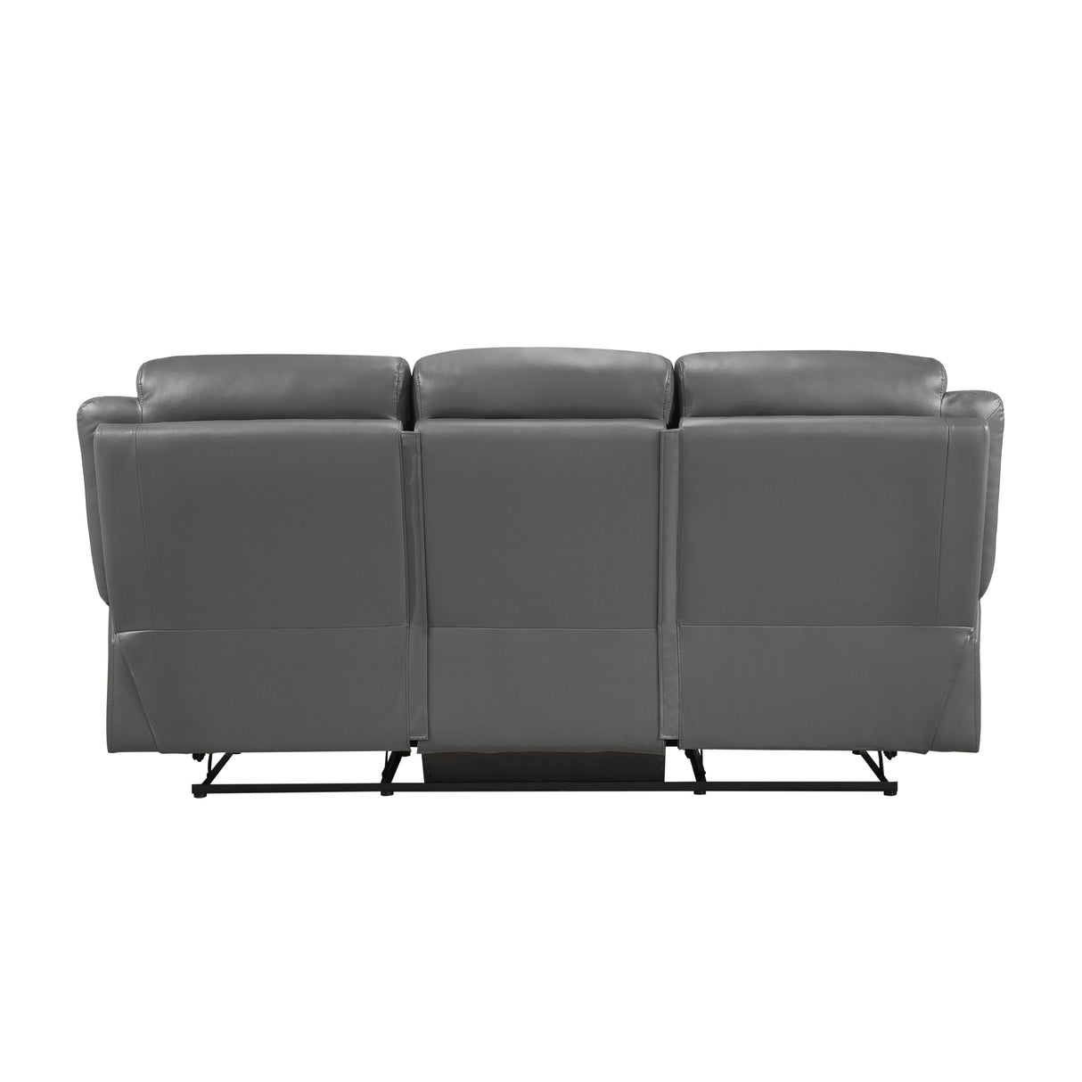 Laconia Dark Gray Leather Double Reclining Sofa by Homelegance at Eve Furniture