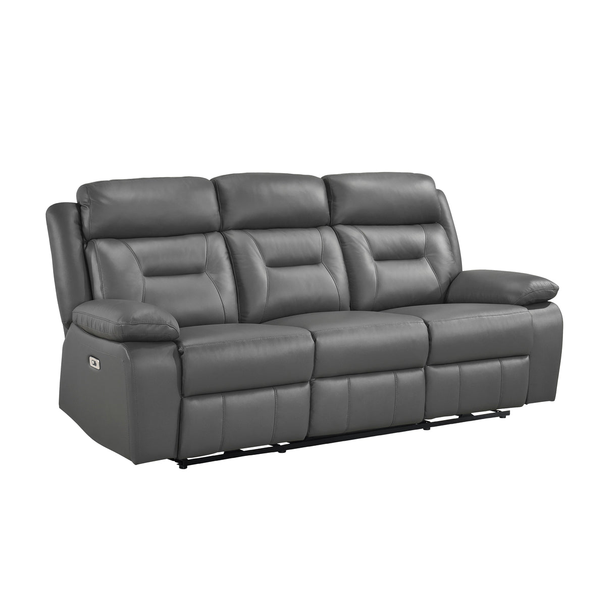 Laconia Dark Gray Leather Power Double Reclining Living Room Set by Homelegance at Eve Furniture