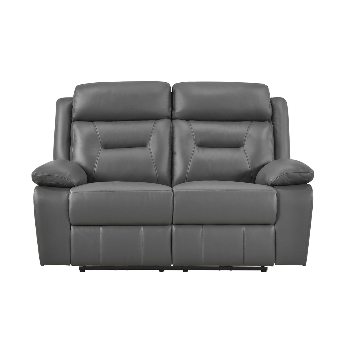 Laconia Dark Gray Leather Power Double Reclining Loveseat by Homelegance at Eve Furniture