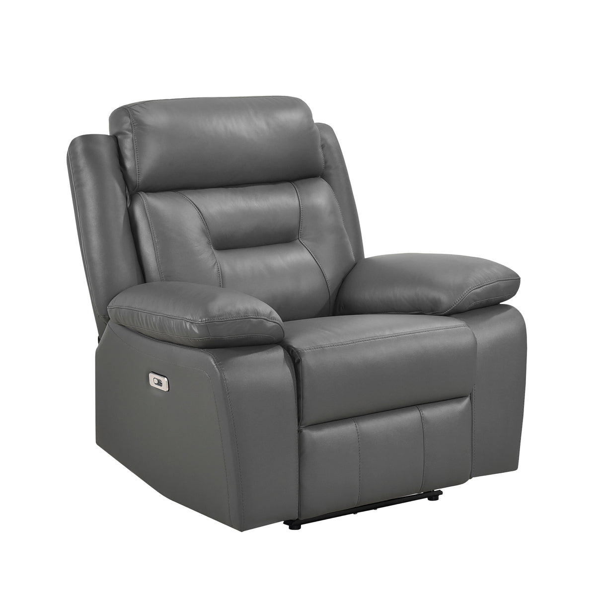 Laconia Dark Gray Leather Power Reclining Chair by Homelegance at Eve Furniture