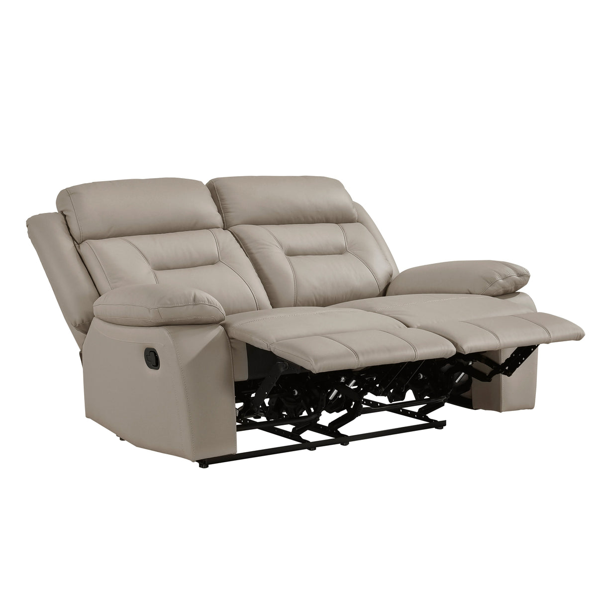 Laconia Latte Leather Double Reclining Loveseat by Homelegance at Eve Furniture