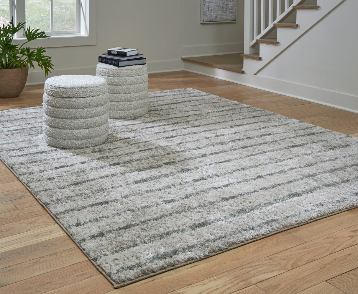 Laddway Cream/Green Large Rug by Ashley at Eve Furniture