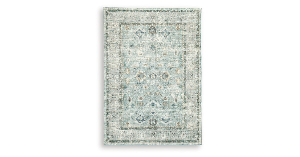 Ladstoney Teal/Beige/Ochre Medium Rug by Ashley at Eve Furniture