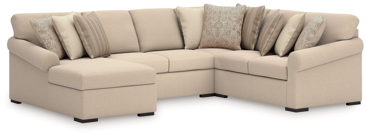 LadyMae Brown and Beige 4-Piece Left Arm Facing Chaise Sectional by Ashley at Eve Furniture