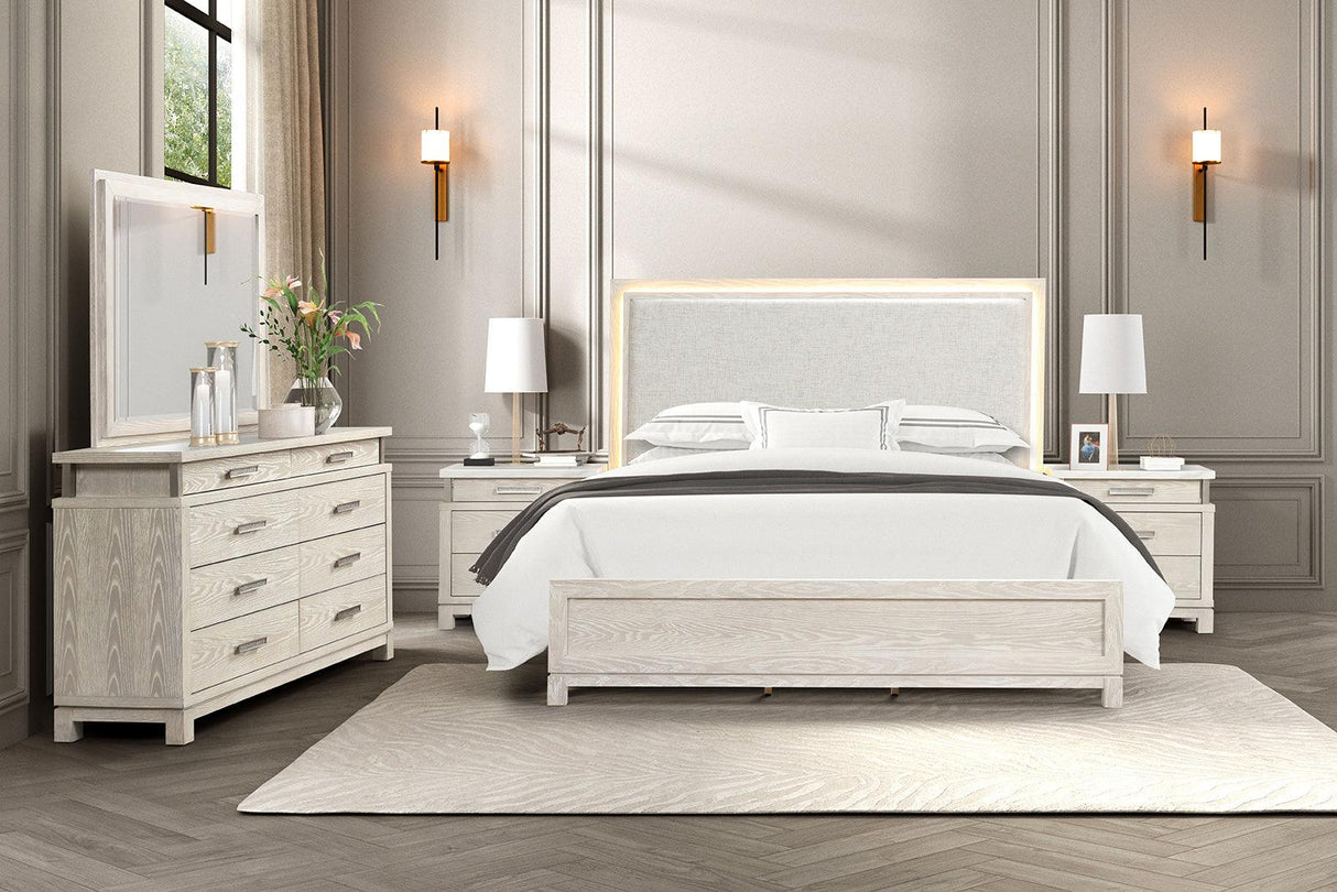 Lafayette Weathered Gray LED King Panel Bed by Furniture of America at Eve Furniture