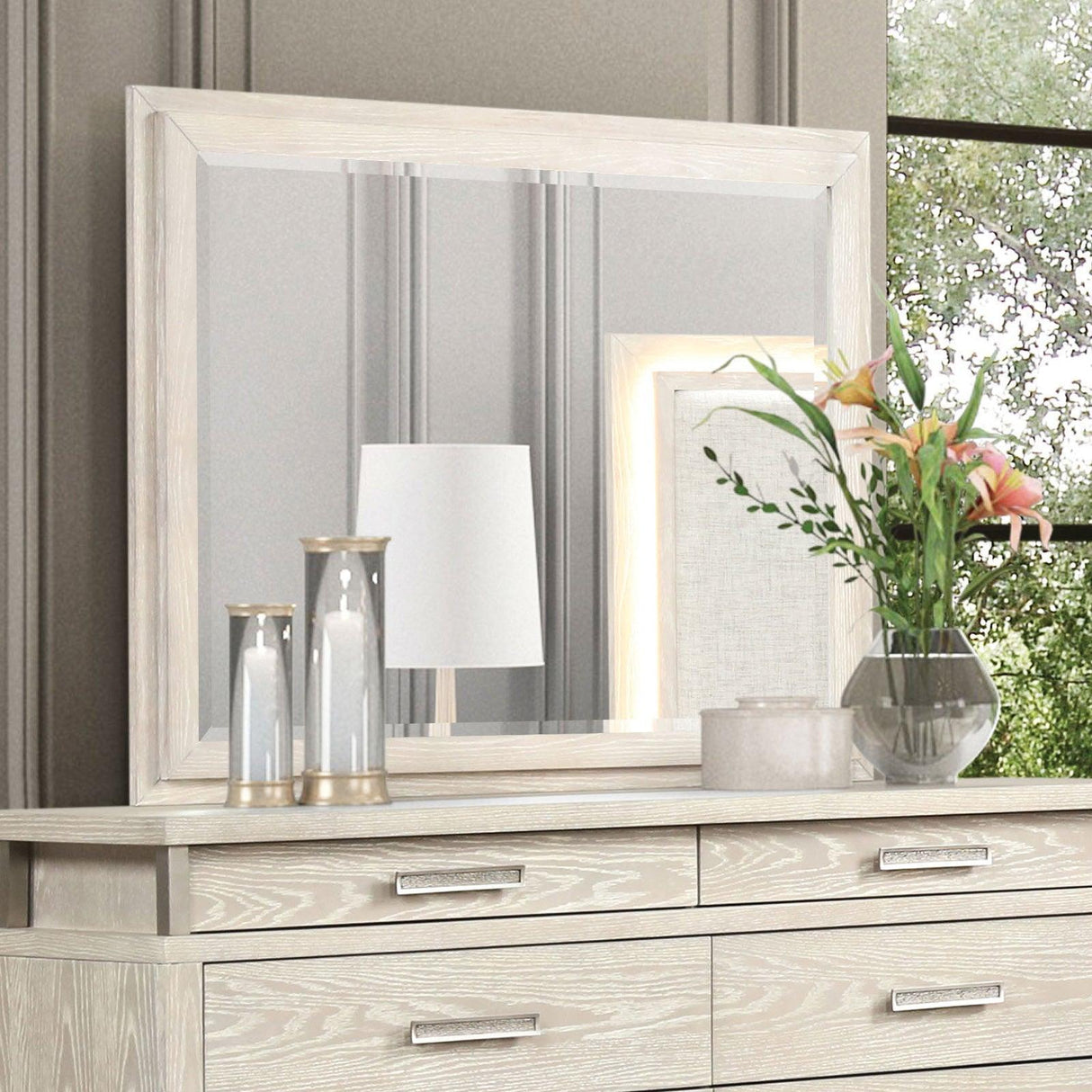 Lafayette Weathered Gray Mirror by Furniture of America at Eve Furniture