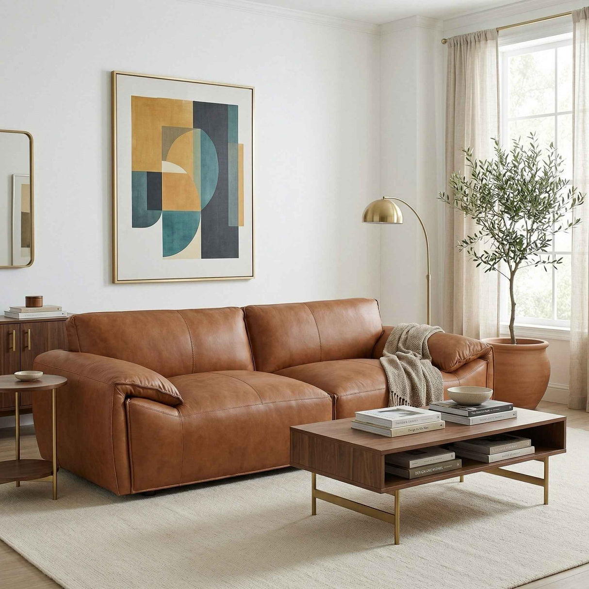 Laffey Tan Top Grain Leather Sofa by Ashcroft Furniture at Eve Furniture