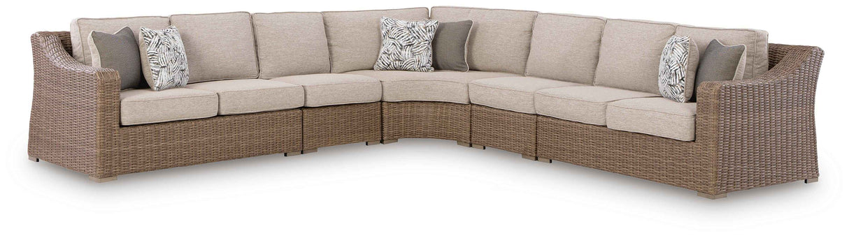 Laguna Heights Beige 5-Piece Outdoor Sectional by Ashley at Eve Furniture